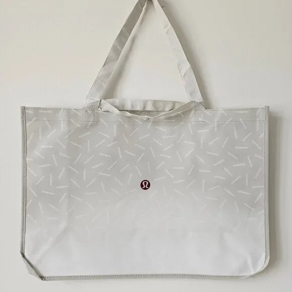 New LULULEMON Grey GRAPHIC LOGO Reusable Shopping Bag XL - Picture 2 of 6
